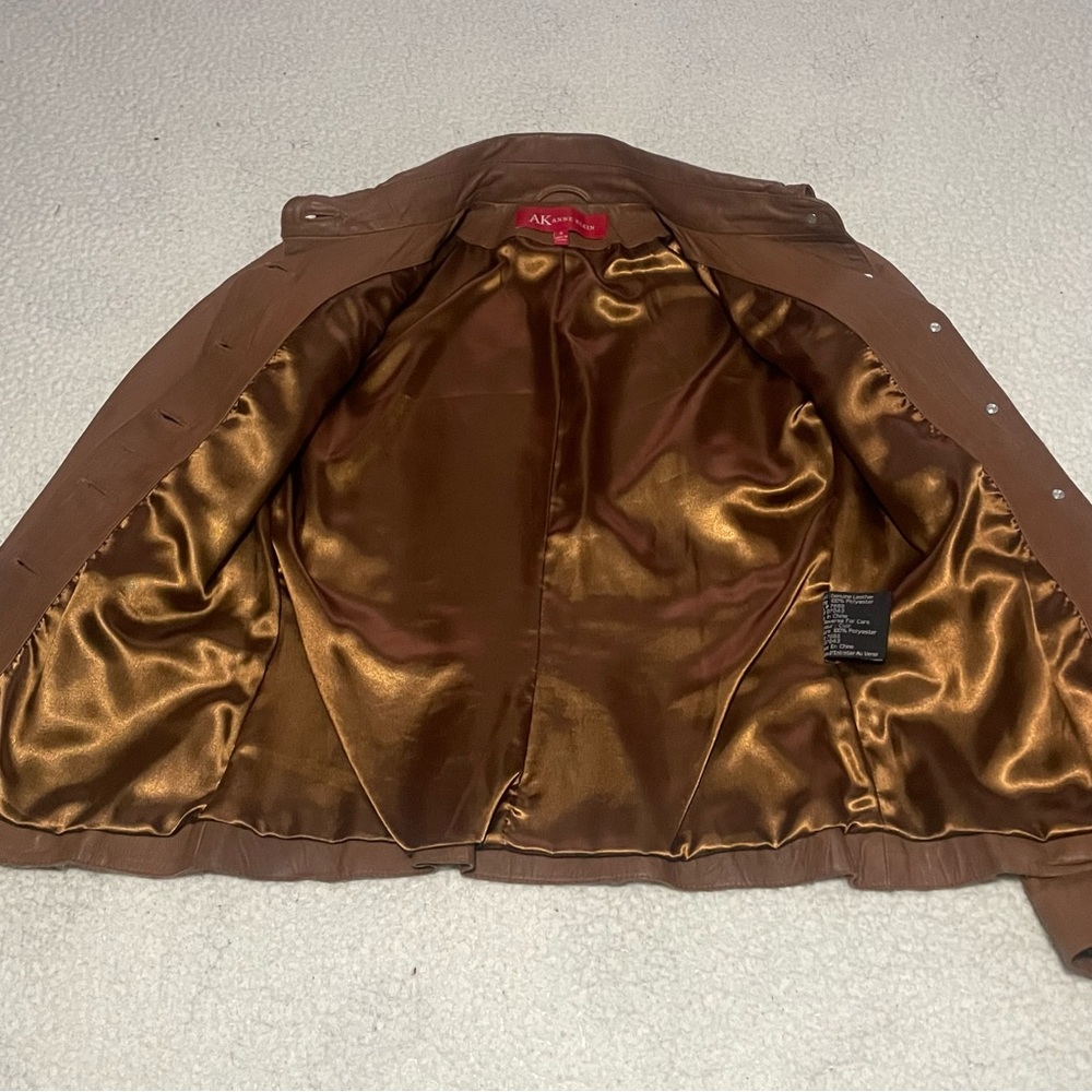 Anne Klein Y2K leather jacket size small cinnamon brown - Picture 6 of 8